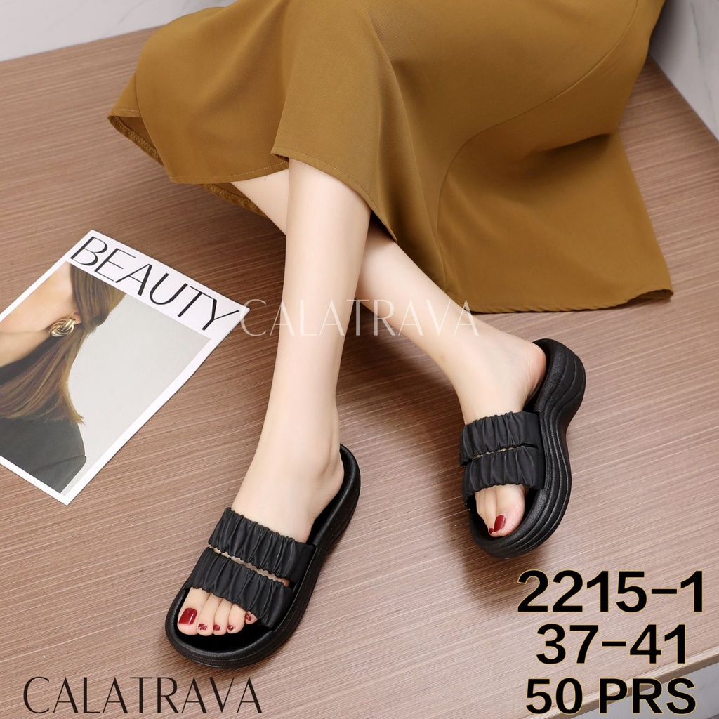 Sandal Selop Karet Wanita | Sendal Fuji Kerut Wanita Jelly | 2215-1