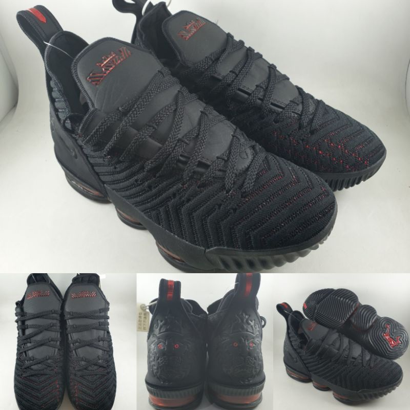 Sepatu Basket Nike Lebron XVI 16 Low Full Black list Red