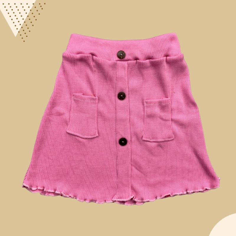 Rok Rib Anak Perempuan Curly Ruffle Knit Tee Rib Rib 1-5 Tahun