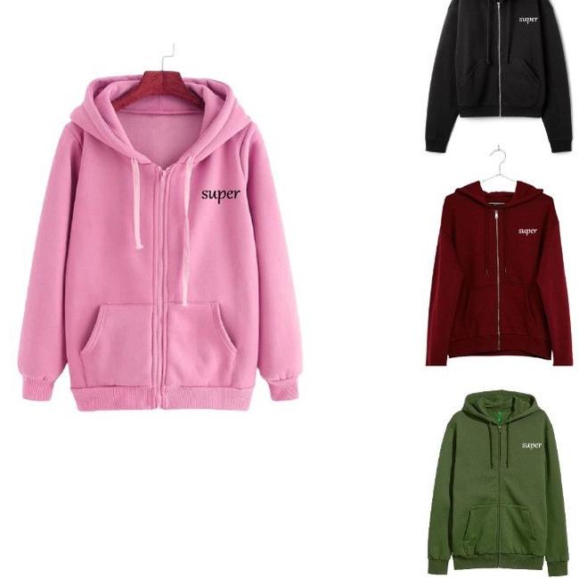 Viral DaveCollection - Jaket Hoodie Wanita Babyterry Size L - XL SUPER AK151