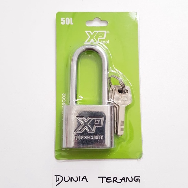 Gembok Putih XP TOOL 50mm LEHER PANJANG 50L - Kunci Gt Gembok Pagar Krom- Kunci Gantung Pth Chrome - Iron Padlock XPTOOL Top Security