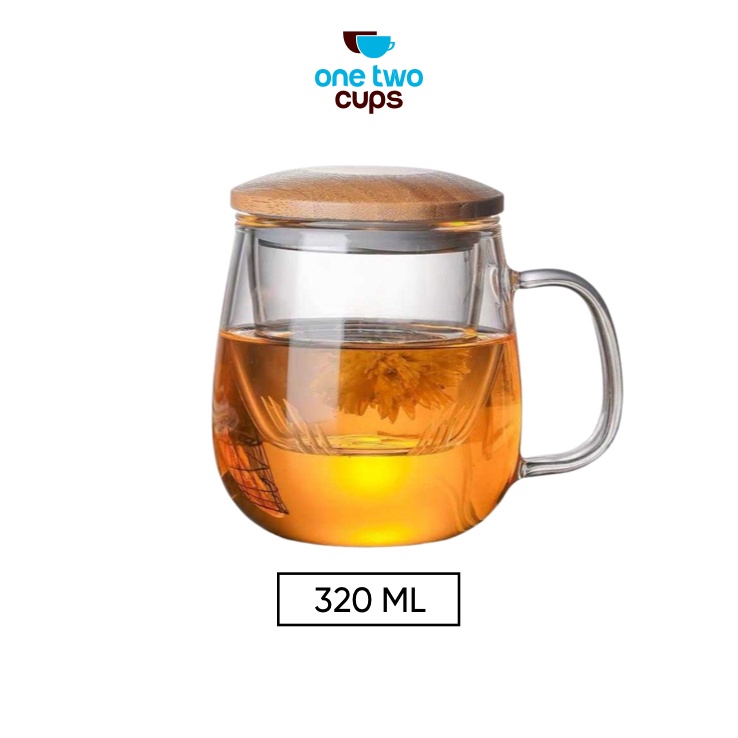 One Two Cups Gelas Cangkir Teh Tea Cup Mug with Infuser Filter - C225