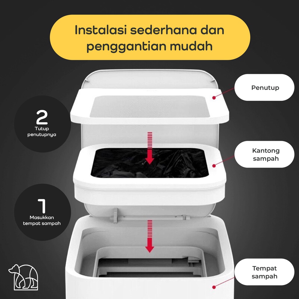 【IKONE】TOMO Automatic Sealer Trash Bin Touchless Self Sealing 15.5 L Black and White Modern Rechargeable electronic trash can digital tempat sampah elektronik otomatis hitam putih Smart Sensor Tong Sampah Pintar Auto seal Smart Trash Bin Townew T1 Smart