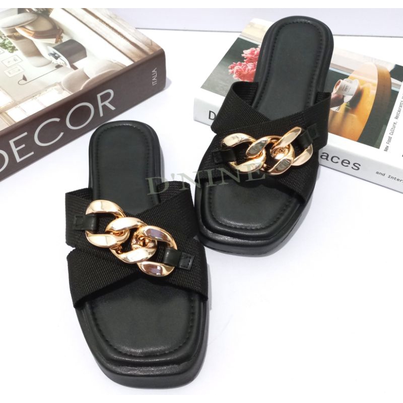 DIANA SR 08 Sandal Wedges paltform slop silang rantai