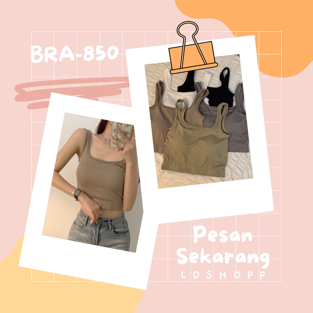 LDS Bra 850 Bra Sport Basic Elastis Bahan Premium  / Tanktop Crop Square Neck Tali Lebar Atasan Wanita