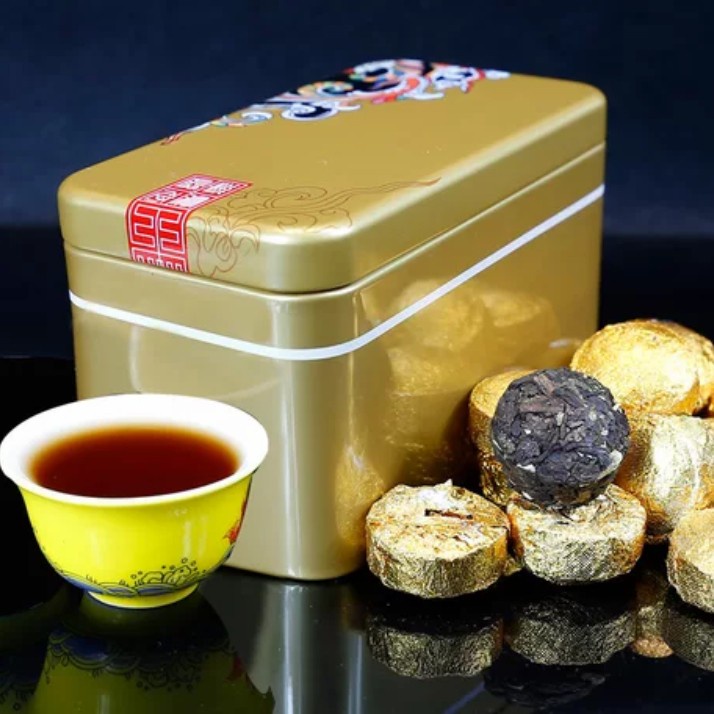 

200g Chinese Pu'er Tea Mature Chinese Tea Teh Pu Erh Kemasan Kaleng Nuo Mi Xiang Wangi Ketan Pandan