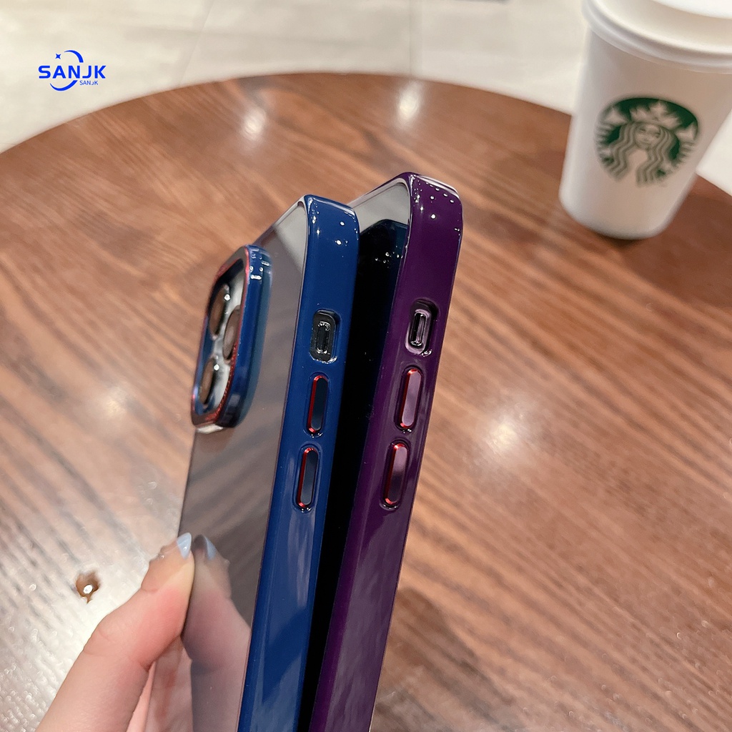New high quality!! Suitable for iPhone 14 dark purple black anti fingerprint phone case iPhone 14 plus 12 13 14 Pro Max hard case metal camera+metal button phone case
