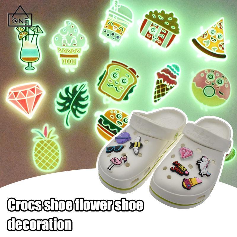 COD❤️Charms Pin Bahan Pvc Glow In The Dark Desain Makanan Untuk Aksesoris Charms Fashion-A.one