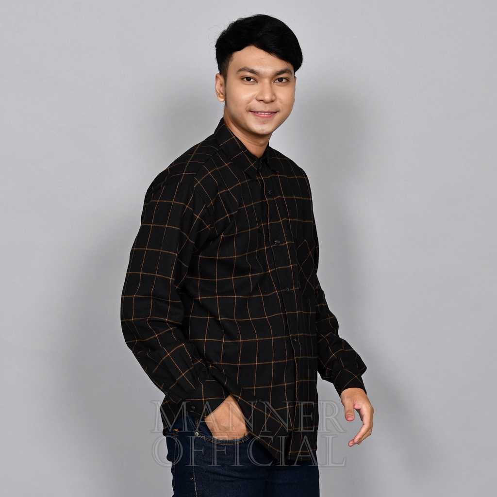 MANNER - Kemeja Flannel Pria Wanita Unisex Kemeja Formal Pria Baju Atasan Kemeja Kantor Casual Formal