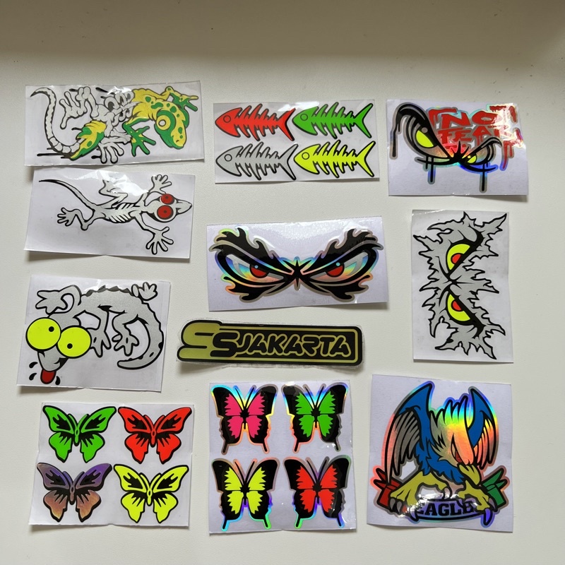 

STIKER STICKER NO FEAR TOKE CICAK KUPU KUPU EAGLE CUTTING