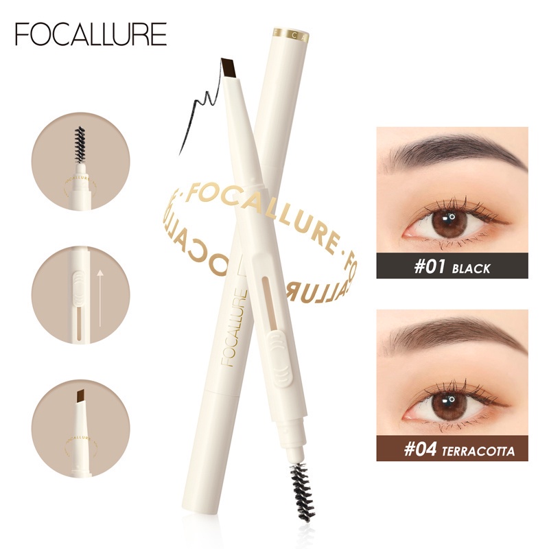 FOCALLURE #ConfidenceHalo Tahan Air Sliding Pensil alis-Makeup Untuk Mata Eyeliner Anti Air Eyebrow Pencil FA202