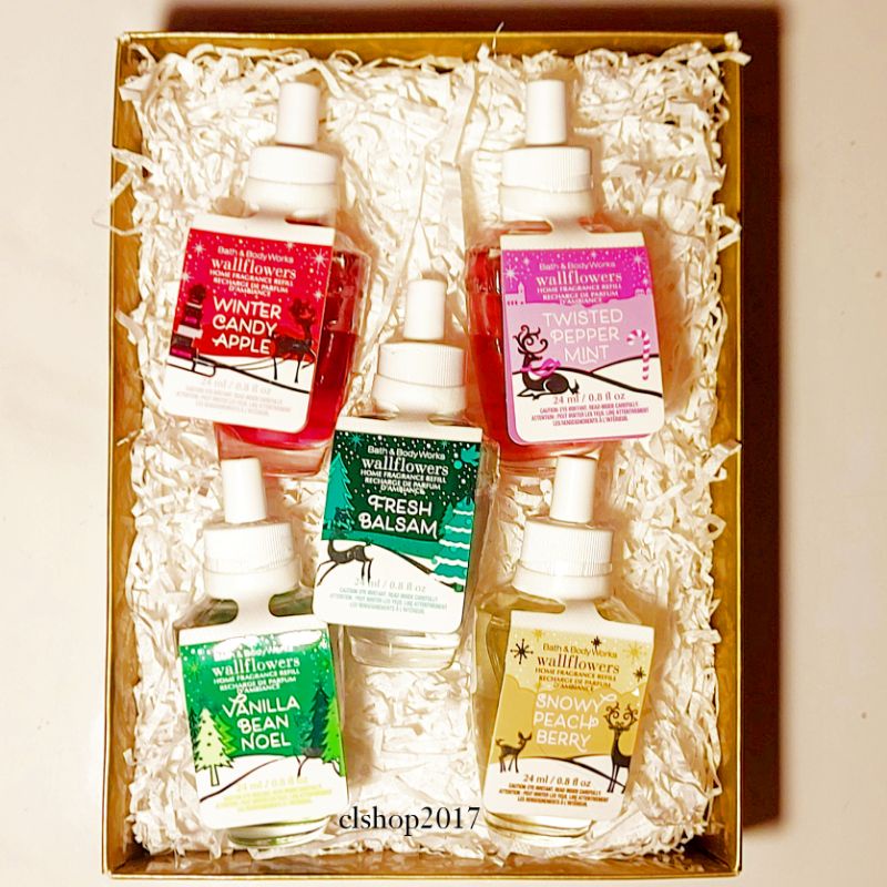BATH &amp; BODY WORKS BBW PAKET GIFTSET HAMPERS WALLFLOWER HOME FRAGRANCE REFILL 24 ML 2IN1 3IN1 4IN1 5IN1 6IN1 7IN1 FRESH BALSAM SNOWY PEACH BERRY TWISTED PEPPERMINT VANILLA BEAN NOEL VBN WINTER CANDY APPLE WCA