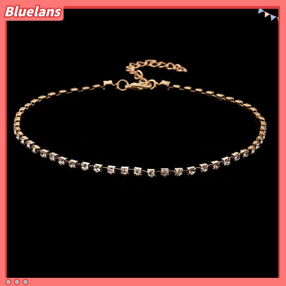 Bluelans Kalung Choker Wanita Hias Berlian Imitasi Untuk Pesta Pernikahan