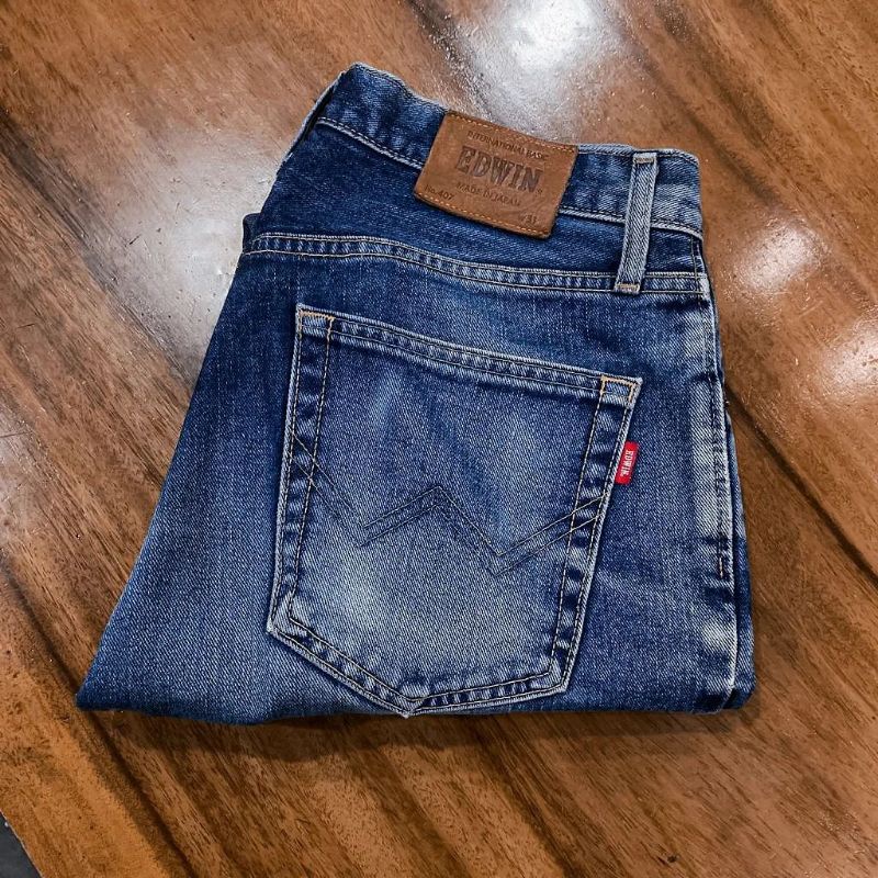 EDWIN 407 BLUE WASHED JEANS STRAIGHT