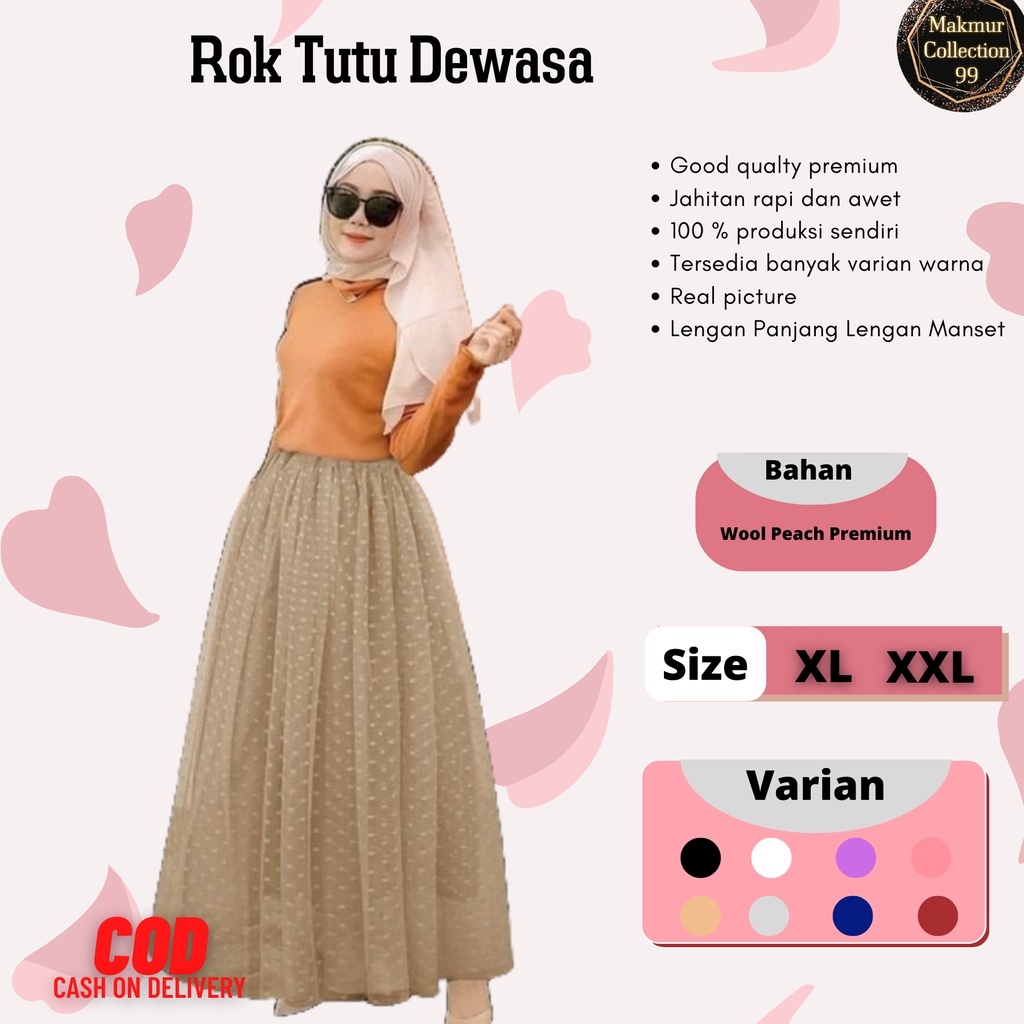 Rok Tutu Dewasa Import Jumbo Tutu Princess Moscrepe Mix Tille Dot Good qualty premium