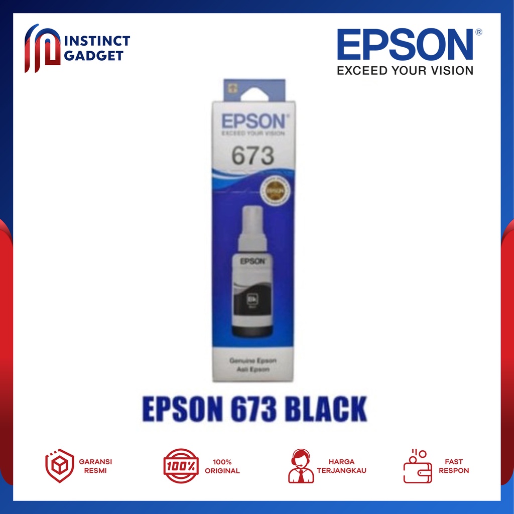 Tinta Printer Epson T673 Black Original - Hitam
