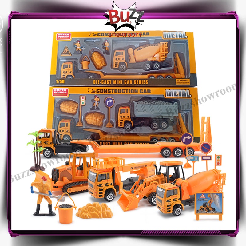 Construction Car Metal Mainan Anak Die Cast Mobil Konstruksi Panjang