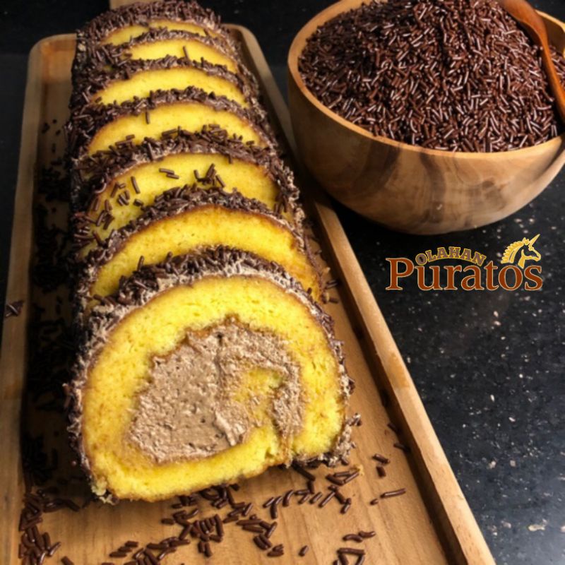 

Bolu Gulung Moka Full Coklat Premium Olahan Puratos Ukuran Panjang 25cm