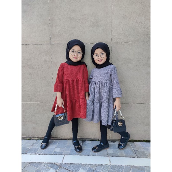 Tunik River Knit 3-9 Tahun Tunik Anak Premium Vohara Dress River Knit kekinian Dress Anak Viral