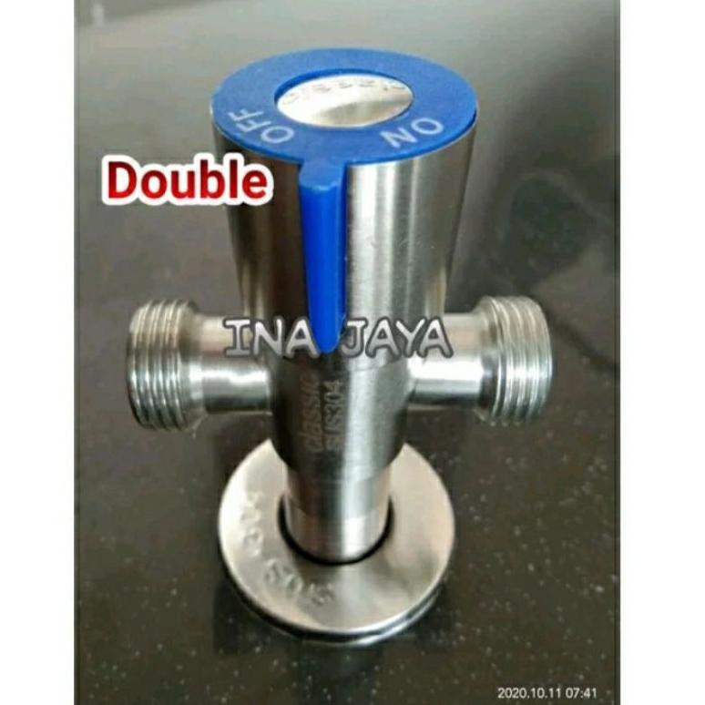 INAJAYA Keran Closet Cabang Dua &amp; Single Kran Stop Toilet Shower Sower Bidet Closed Duduk Kloset Wc "CBT.22Oc22n"