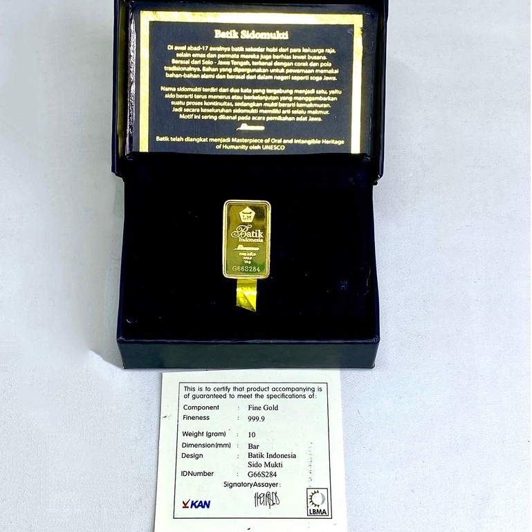 Logam Mulia Antam Batik Seri Sidomukti 10 gram, Rare Barang Langka