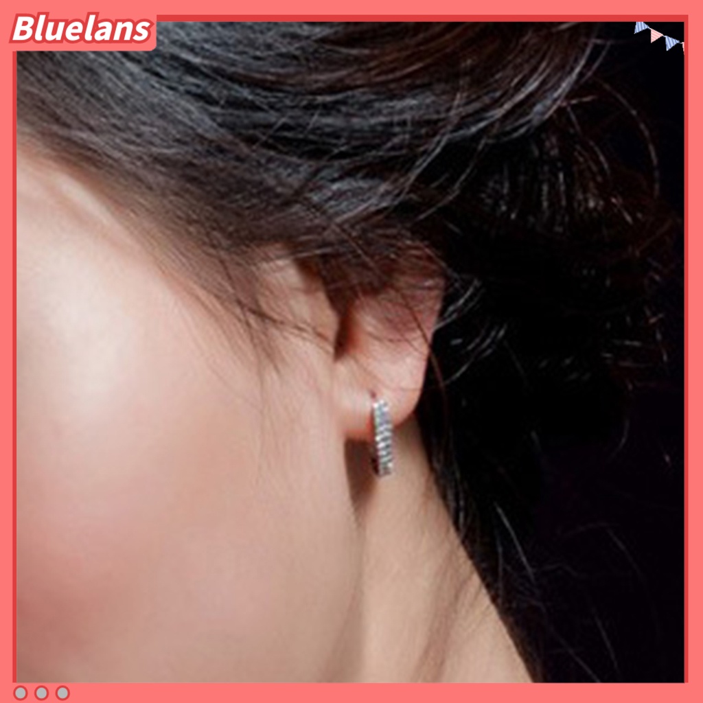 Hot! Anting Hoop Fashion Perhiasan: Batu Permata Topaz Putih Dengan Kristal Lapis Perak