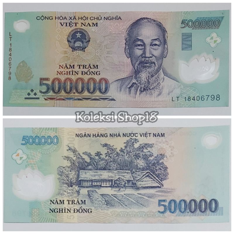 Koleksi Vietnam Dong Pecahan 500000 Dong Bahan Polymer