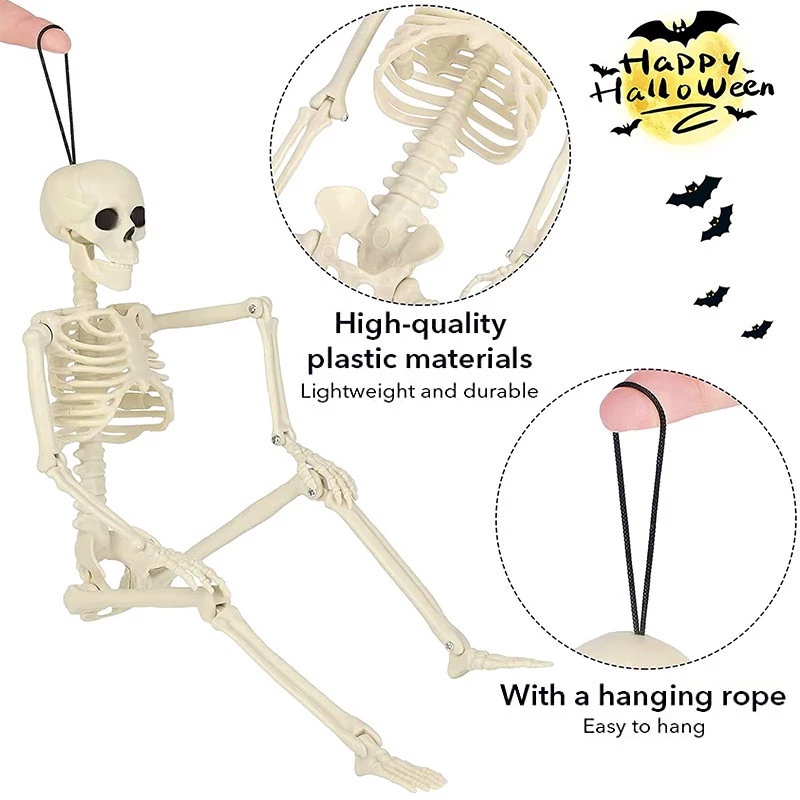 1 Set Simulasi Kerangka Tubuh Manusia Bahan Plastik Dapat Bergerak Untuk Dekorasi Halloween