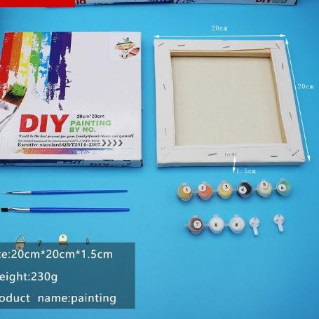 

Terbagus.. TOPER Paint By Number Kit DIY 20x20 Canvas (Free Kuas dan Cat Air) Painting Set/ Canvas Lukisan 20x20