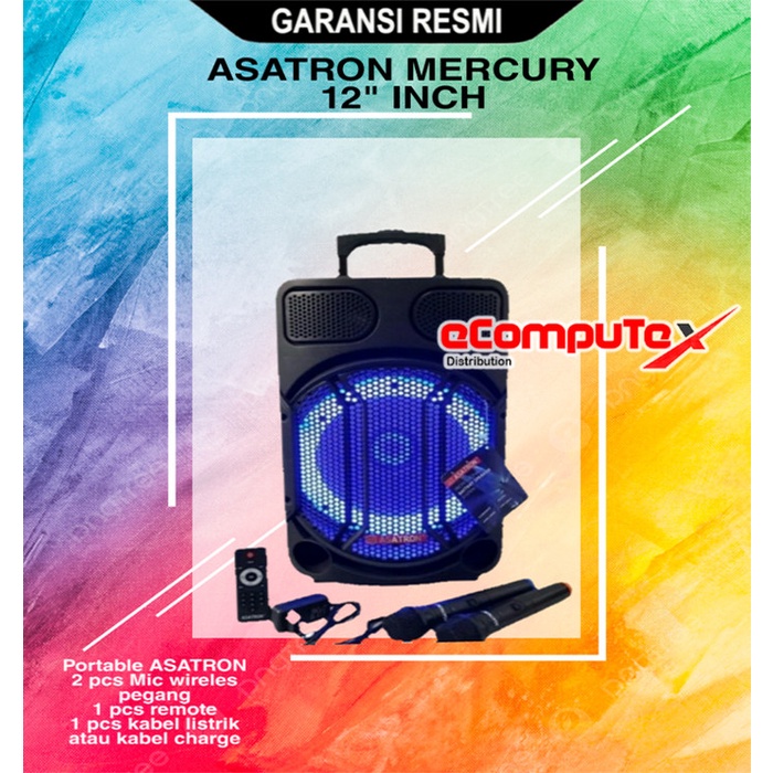 SPEAKER BLUETOOTH PORTABLE ASATRON MERCURY 8800 KARAOKE 12 INCH KOPER GARANSI RESMI