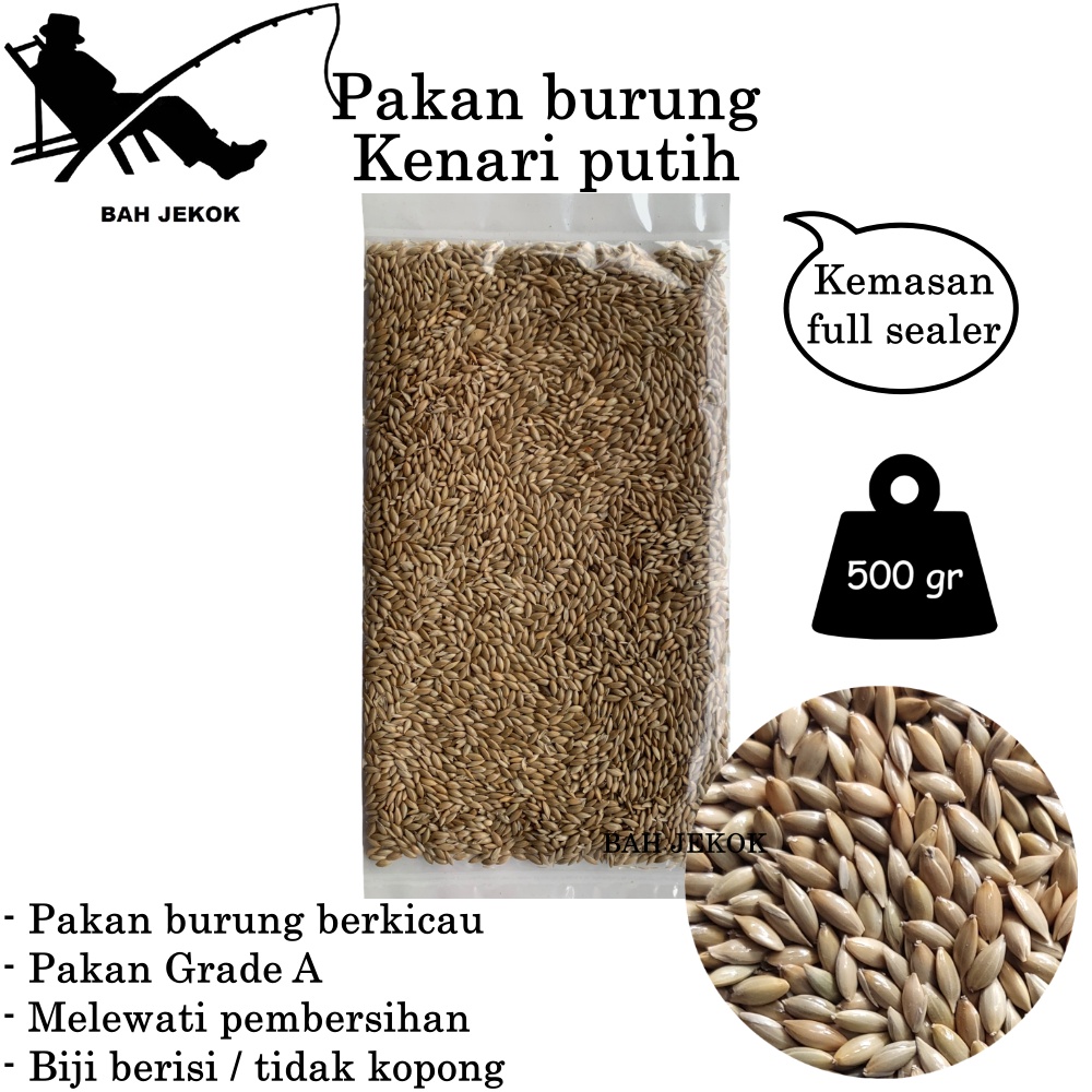 Pakan burung biji kenari untuk Kenari Finch Blackthroat Parkit Lovebird dll (500gr).