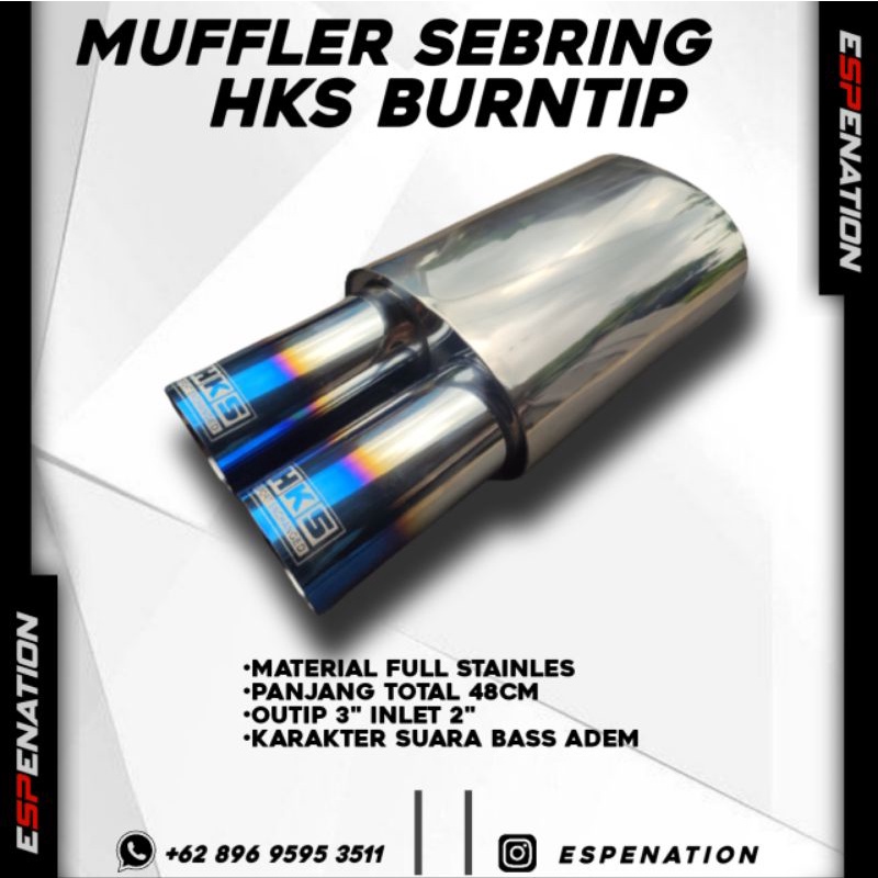 Knalpot HKS double outlet burntip - knalpot Sebring HKS Blue