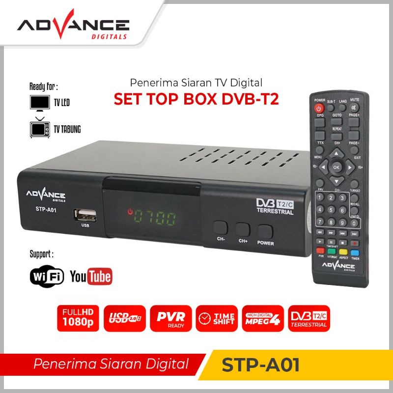 STB AdvanceSTP A01 Receiver TV DIGITAL Set Top Box DVB T2 Tuner WIFI Youtubestb advan