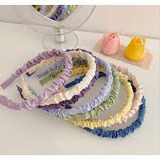 BANDO KOREA KERUT / BANDO SCRUNCHIE SATIN / HEADBAND KOREA FASHION / BENDO KOREA STYLE AKSESORIS RAMBUT WARNA PASTEL