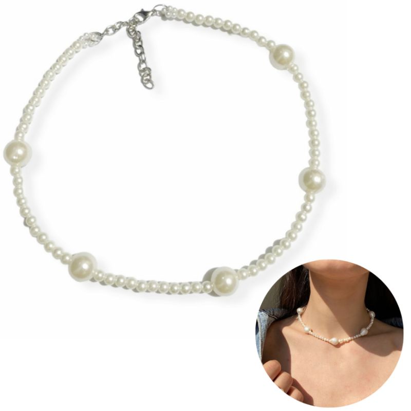 Dayana Korean Pearl Necklace Kalung Mutiara Korea Kombinasi Choker
