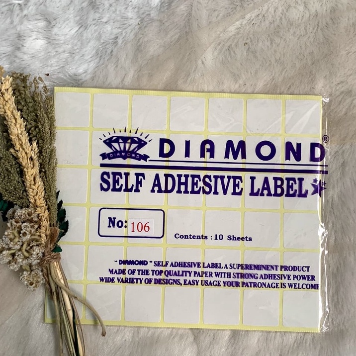 

Label 106 Sticker (420 label) 2,5 x 2,5 cm / Label Nama Buku Kartu Undangan Termurah / Label Diamond
