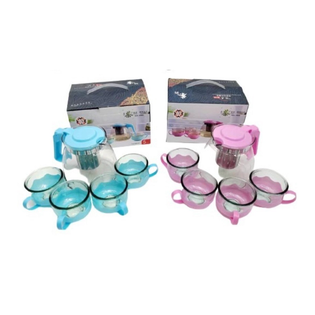 Tea Pot Set Warna Tanpa Saringan - Gelas Mug Teh - Tea Pot Warna dan Saringan - Kado Pernikahan