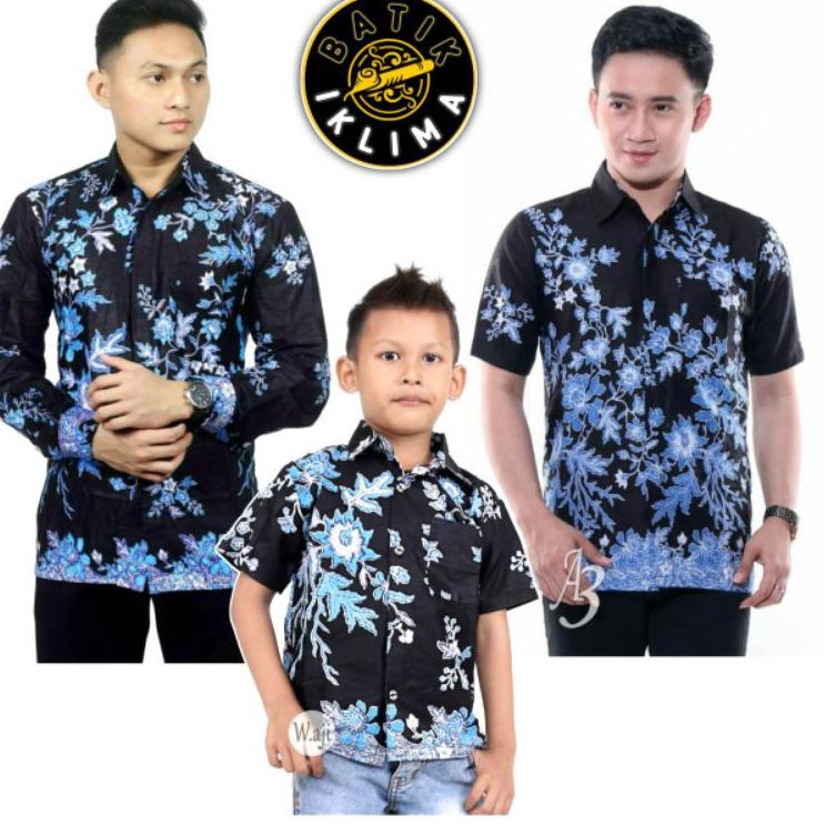 PYK.18Oc22r ‑ Set Seragam ayah anak Cibulan Biru / Batik ayah anak kapel