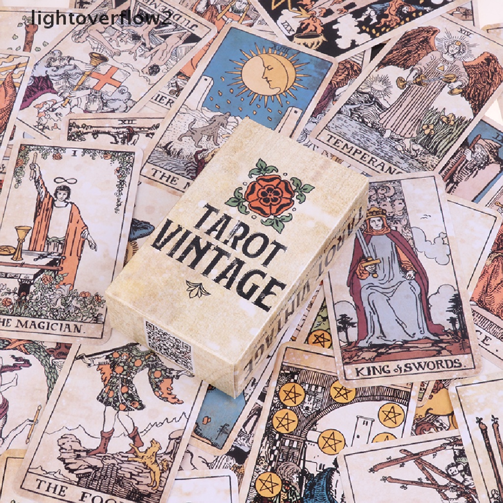 (lightoverflow2) Kartu Tarot Ramalan Ramalan Keluarga Gaya Vintage Untuk Pemula