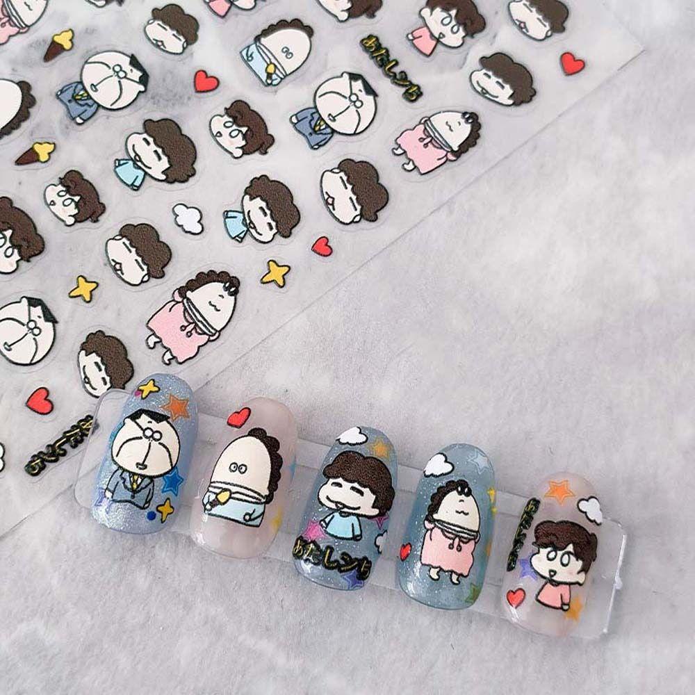 Mxbeauty Kartun Stiker Kuku Gajah Perekat Diri Pikachu Princess Manicure Aksesoris Crayon Shin Chan Nail Art Dekorasi