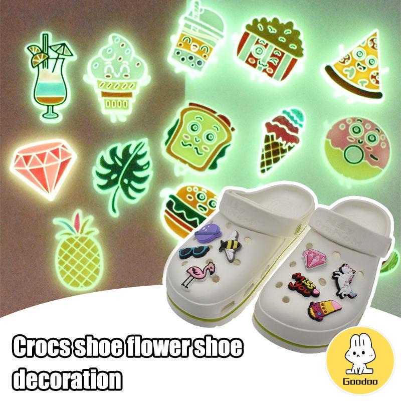 Charms Pin Korea Bahan Pvc Glow In The Dark Desain Makanan Untuk Aksesoris Charms Fashion -Doo