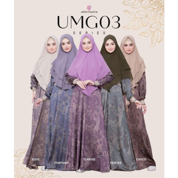 GAMIS UMG03 | Gamis Ukhti Munira Motif Limited Bahan Brown Armani Dress Mewah Cantik Elegant Kombina