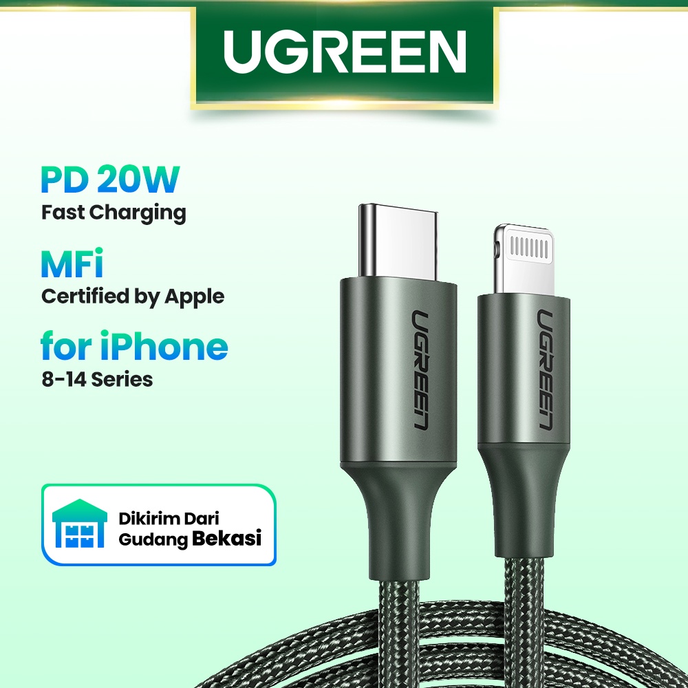 【Stok Produk di Indonesia】Ugreen MFi 1M Kabel Charger USB Tipe C Ke Lightning Untuk iPhone 14 13 pro Max 13 / 12 / 11 / XS / XS / 7 / 8 + / 8w / XR / X Da Da Da Da Da Da Da Da Dahi Wanita