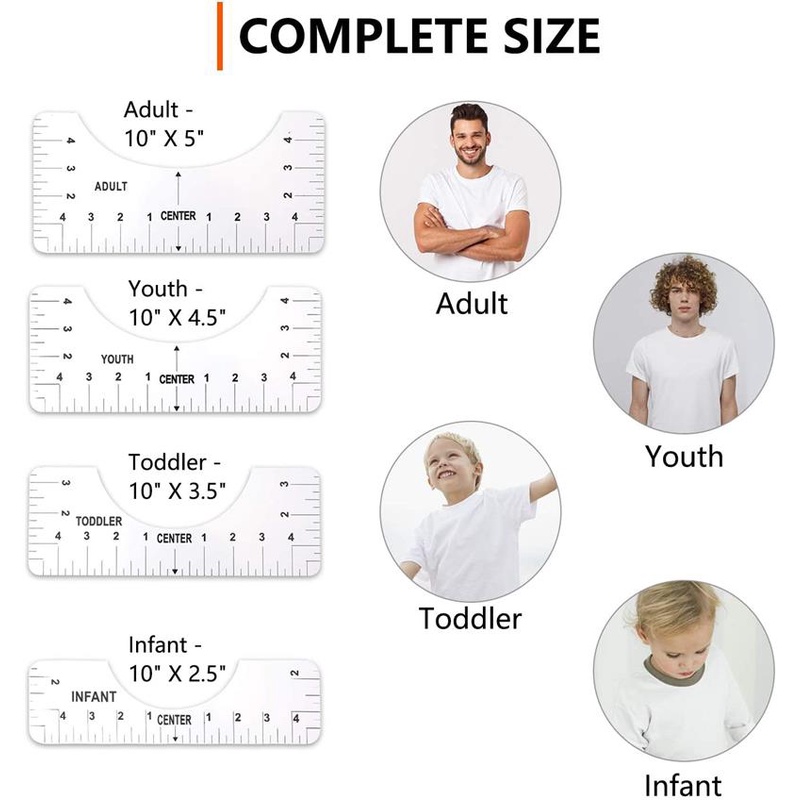 【5 PCS/SET】Penggaris Pengukur Desain Model Round Neck/T-Shirt Ruler/Penggaris Kaos Untuk Sablon Round Neck