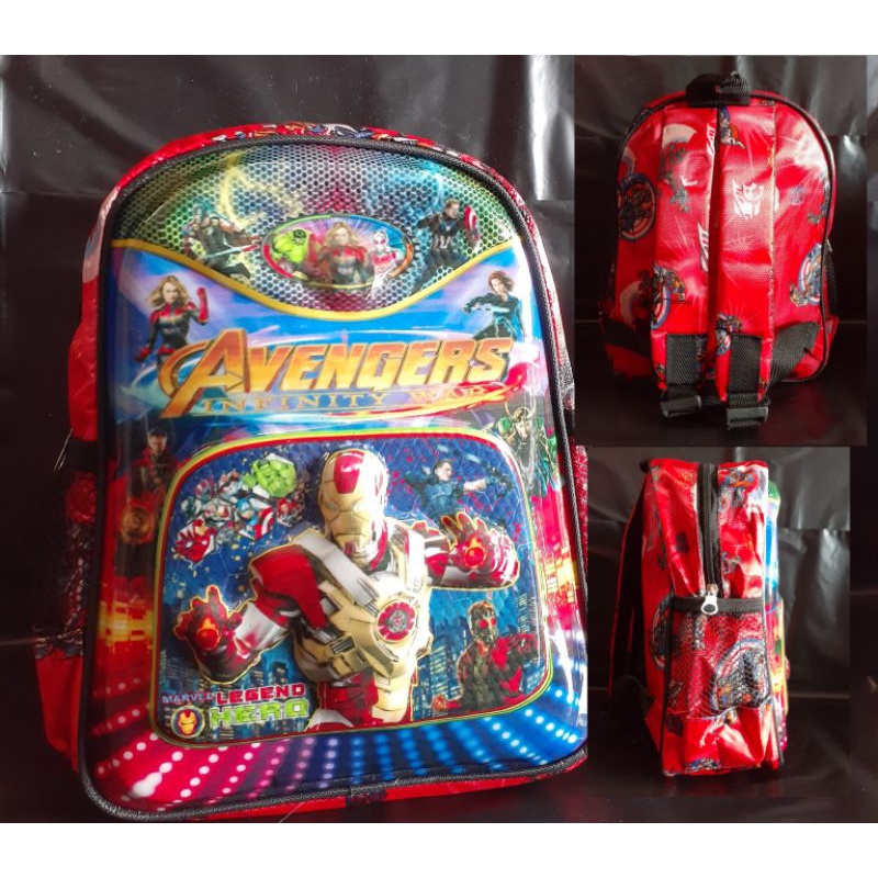 Tas Ransel Tk Paud Laki-Laki Boboboy Spiderman Captain Amerika Avengers Transformer Mobil / Tas Ransel Tk Paud LED Cowo Karakter