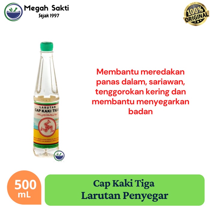 

Megah Sakti - Larutan Cap Kaki Tiga 500 mL - Pereda Panas Dalam botol Tawar