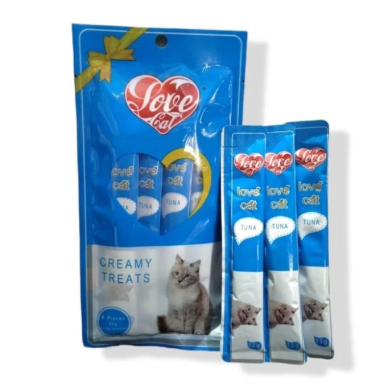 Snack kucing love cat creamy isi 4