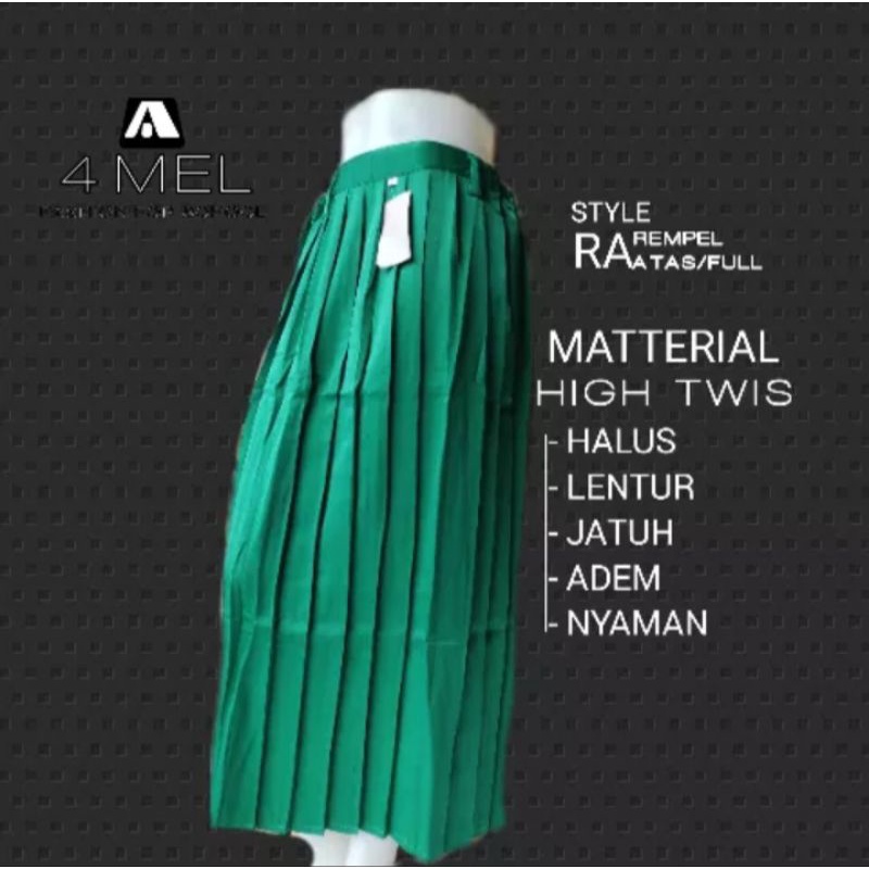 rok hijau panjang rempel full seragam sekolah kain high twiss