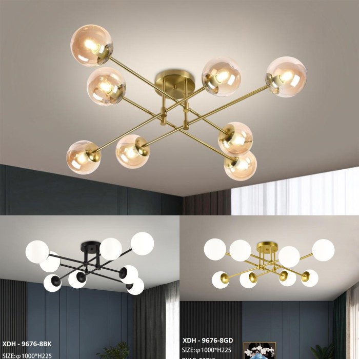 LAMPU GANTUNG MODERN MINIMALIS XDH 9676/8 KACA