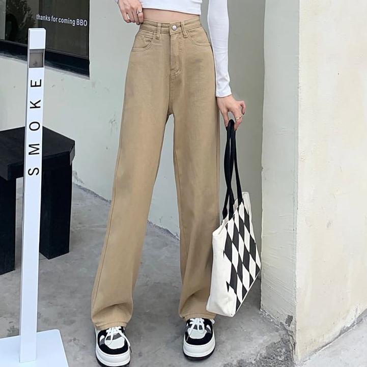 Ready Highwaist Kulot Jeans wanita Loose Mocca